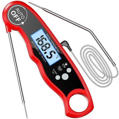 Imagen del producto de Termómetro digital para carne CIRYCASE, lectura instantánea, termómetro para asados – color rojo