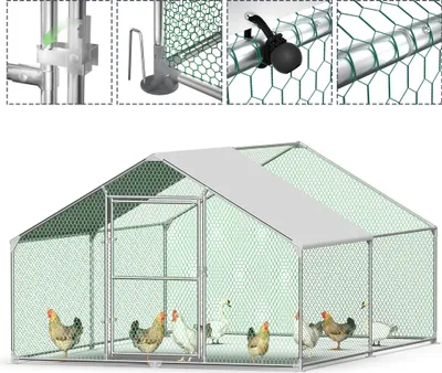 Produktbild von LZQ Vonkajší kurník Chicken Coop Chicken House Strecha hydinárne Pozinkovaný oceľový rám s PE 3 x 4 x 2 m
