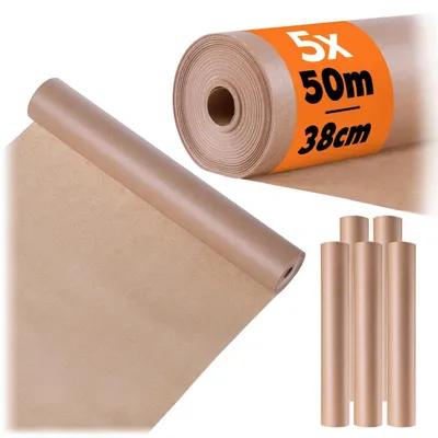 Image de Papier sulfurisé - Rouleau - 50 m x 38 cm - Antiadhésif - Résistant aux graisses - Lot de 5 - Marron