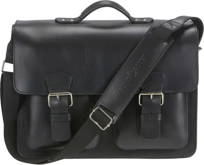 Produktbild von Ruitertassen Lehrertasche 42cm schwarz XXL Büchertasche Schultasche Aktentasche 3 Fächer 2 symetrische Vortaschen Tragegriff Schultergurt mit Polster 2358T-11