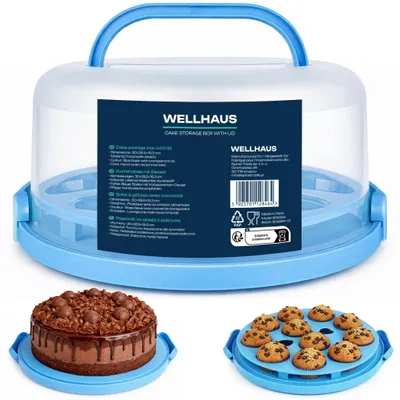 Image de Boîte à gâteaux WELLHAUS bleue 30 x 26,5 x 15,3 cm