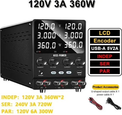 Image de Alimentation de laboratoire CC - SPS1203-2KD - Réglable 0-120 V - Sortie unique - 50/60 Hz - e CE - Marron