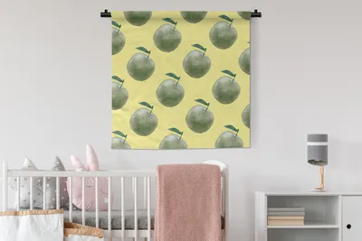 Produktbild von MuchoWow® Wandteppich Wandbehang Äpfel - Obst - Grün 90x90 cm Tapisserie Dekoration Wandtuch - Wandaufhänger