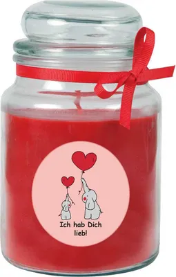 Immagine prodotto di Candela profumata in barattolo di caramelle "Comic", fragranza: Rose ( rosso ), 500g - durata di combustione fino a 110 ore