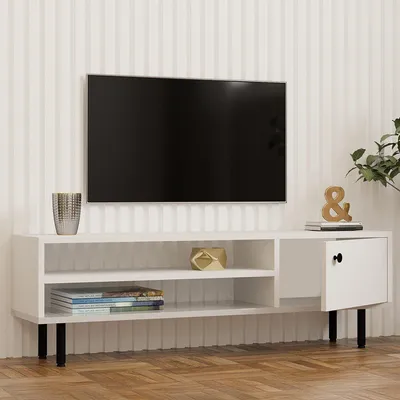 Produktbild von Metomaha - TV-Möbel, 120x30x38h cm Weiß, ein Regal
