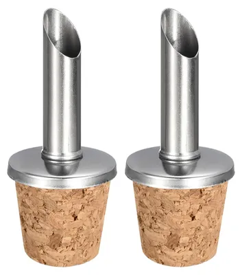 Productafbeelding van RVS schenktuitjes - set van 2 stuks met kurkdesign - voor olijfolie en azijn