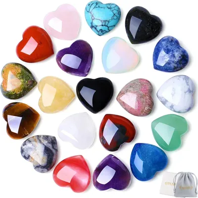 Produktbild von 20er Set Natürliche Edelstein Herz Kristalle für Chakra Reiki Meditation