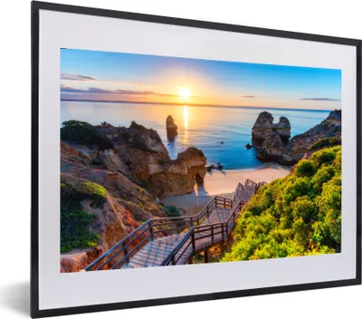 Produktbild von MuchoWow® MuchoWow® Gerahmtes Poster Strand - Meer - Portugal 60x40 cm - Poster mit zchwarzem Bilderrahmen - Schlafzimmer - Plakat in Rahmen - Drucken