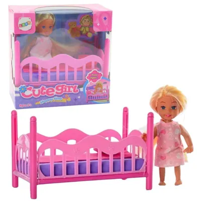 Image de Ensemble de poupée Lean Mini en pyjama rose pour lit d'enfant