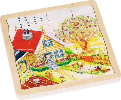 Zdjęcie produktu dla goki 57684 Schichtenpuzzle Jahreszeiten, bunt (1 Stück)