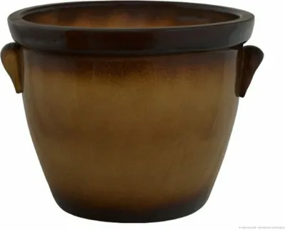 Produktbild von KERAZO Keramik 28x20 cm Blumentopf Pflanzkübel Pflanztopf Venus mit Henkel robust,frostfest, witterungsbeständig, Farbe: BRAUN-GEFLAMMT