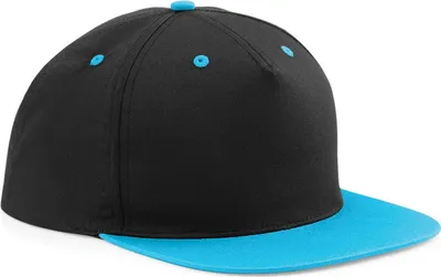 Produktbild von Beechfield Uni 5 Panel Kontrast Snapback Kappe RW4072 (Einheitsgröße) (Schwarz/Surf Blau)