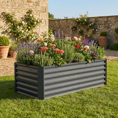 Produktbild von VCM Metall Hochbeet 180 x90 x 57 cm – Rechteckiger Pflanzkasten für Garten & Terrasse – Robustes Gartenbeet aus Metall, Pflanzenbeet ohne Boden, Galdo XL