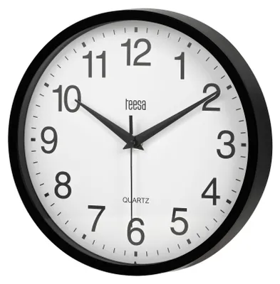 Analoge Wanduhr 25 cm, schwarz, Kunststoff, Quarzwerk