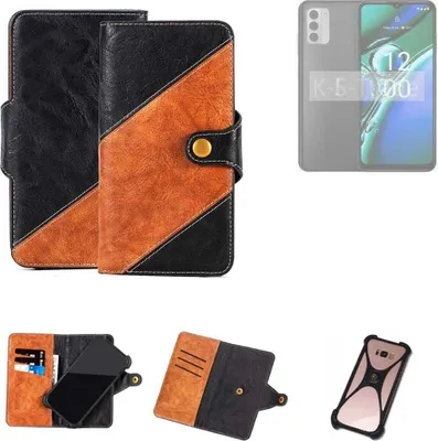 Produktbild von K-S-Trade Handyhülle Schutzhülle Bookstyle Case Wallet-Case kompatibel mit Nokia G42 Handy Cover Bumper Klapphülle schwarz hellbraun 1x