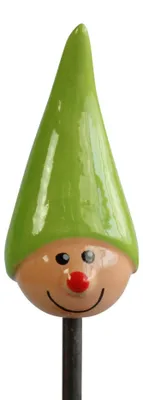 Produktbild von Gartenstecker Wichtel aus Keramik grün lustige Gartendeko frostfest Gartendekoration