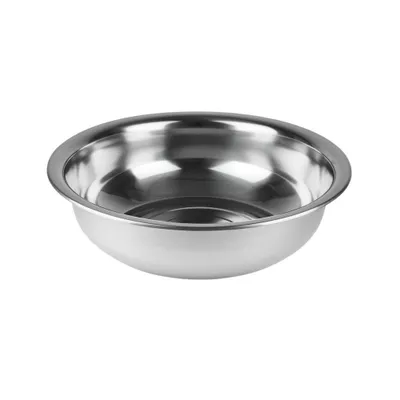 A stainless steel bowl on a white background.