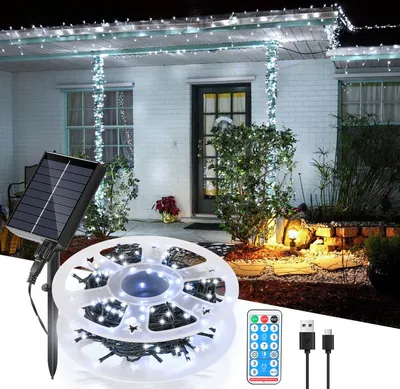 Obrázek produktu pro TolleTour 50M 500LEDs Solární pohádková světla 8 model osvětlení IP44 Vodotěsné venkovní zahradní párty Vánoční dekorace Studená bílá