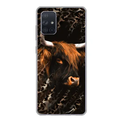 Produktbild von MuchoWow® Handyhülle Schutzhülle Hülle für Samsung Galaxy A51 5G Schottischer Highlander - Pantherdruck - Schwarz Silikon Softcase Handy Hülle - Abbildung