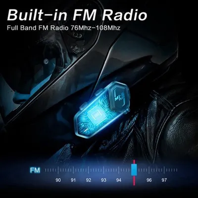 Immagine prodotto di Auricolare Bluetooth per casco moto - confezione da 2 pezzi - interfono per 8 motociclisti - impermeabile - radio FM - universale