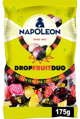 Immagine prodotto di Napoleon Duo Drop senza fruttosio 175g – caramelle fruttate alla liquirizia da spuntino