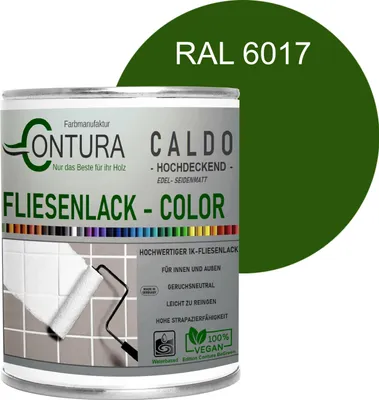 Produktbild von Fliesenlack 750ml. Fliesenfarbe 20 Farben Lack Fliesen Wand Boden Bad Küche - RAL 6017 Maigrün