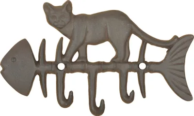 Produktbild von Esschert Design Katze auf Fisch Haken; LH232; 21,9x1,8x13,1 cm