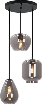 Produktbild von Olucia - CAIA - Pendelleuchte - Grau / Schwarz - 3 Lampen