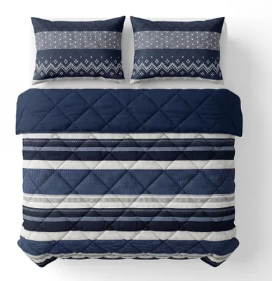 Imagen del producto de Sábanas edredón SleepTime Lazy, color azul marino, 240 x 200 cm, con fundas de almohada