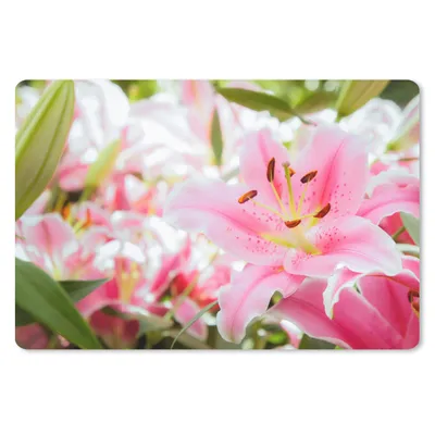 Produktbild von MuchoWow® Schreibtischunterlage Lilie - Blumen - Rosa 60x40 cm - XXL Mauspad - Großes Mauspad