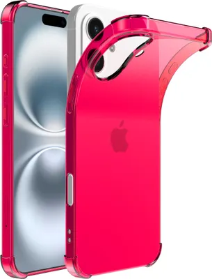 Produktbild von Smartphonica Handyhülle Geeignet für iPhone 16  Transparente stoßfeste Silikonhülle mit Stoßkante - stoßfeste Rückseite  Schutzhülle - Neon Pink