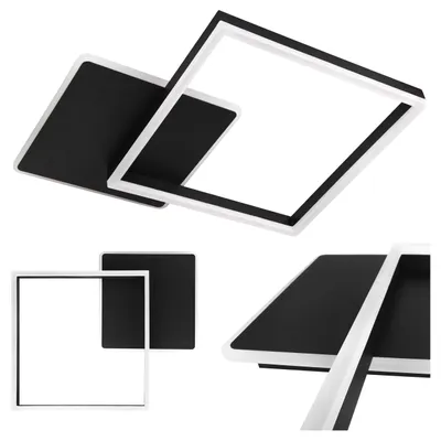 Produktbild von XUDO LED Deckenleuchte 40W Design 4000K Neutralweiß Schwarz Matt 55x47cm – Geometrische Wohnzimmerlampe Eckig Flur Modern