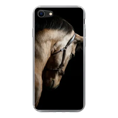 Produktbild von MuchoWow® Handyhülle Schutzhülle Hülle für iPhone SE 2020 Pferde - Halfter - Schwarz Silikon Softcase Handy Hülle - Kartenbesitzer