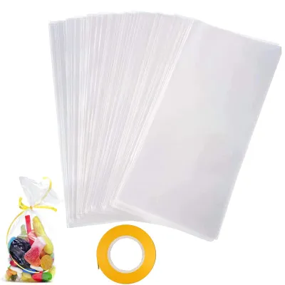 Productafbeelding van 100 Stuks Transparante Cellofaanzakjes voor Snoep, Koekjes en Cadeaus (6 x 19 cm)