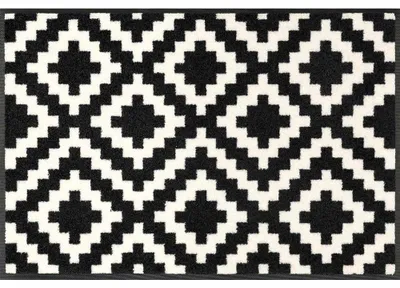 Zdjęcie produktu dla wash+dry 26016, Dekoracyjne wycieraczka, Wewnętrzna, Prostokątny, Czarny, Biały, Monochromatyczny, Poliamidowy