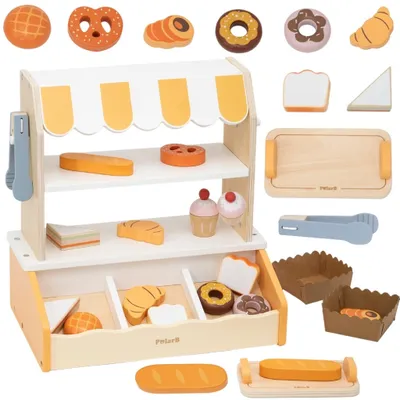 Produktbild von Viga Holz-Mini-Bäckereiladen-nständer 16-tlg.