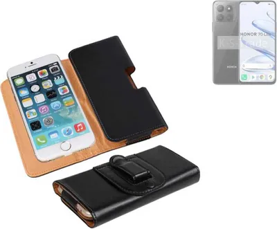 Produktbild von K-S-Trade Schützhülle Handyhülle kompatibel mit Honor 70 Lite Holster Gürtel Tasche Schutzhülle Handy-Tasche Smartphone Case Seitentasche schwarz