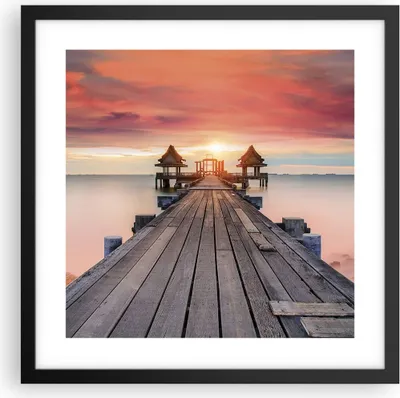 Produktbild von Gerahmtes Poster - Schwarzer Rahmen - Brücke Holz Spaziergang - 40x40 cm - Wand Bild - Wanddeko - Wandbilder - Kunstposter - Wandposter - Bilderrahmen - Bilder - Kunstdruck - P2BAC40x40-4916