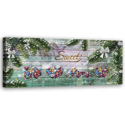 Obrázek produktu pro Plátno s nápisem sweet home 90x30 Feeby zelený obraz na zeď připravený k zavěšení