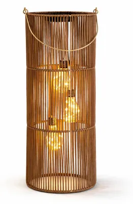 Produktbild von formano Solarlaterne Außen Garten Rattan Laterne 3 LED Birnen 45 cm Solarleuchte