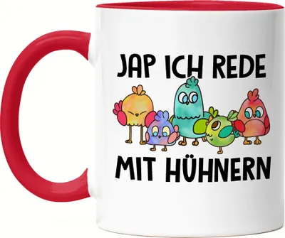 Produktbild von Ja Ich Rede Mit Hühnern Tasse Rot Huhn-Fans Bauernhof Chicken Hühnerhof Geschenk