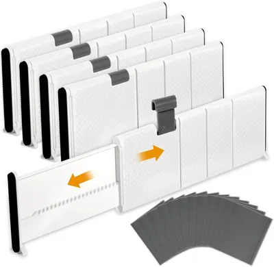 4er-Set Schubladenunterteiler, verstellbar, 28-40 cm, 10 cm Höhe