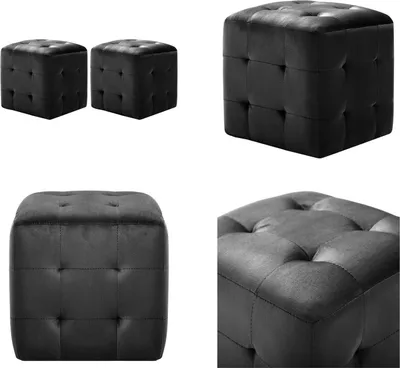 Produktbild von vidaXL Pouf 2 Stk. Schwarz 30x30x30 cm Samtstoff - Sitzpuff - Sitzpuffs - Pouf - Poufs