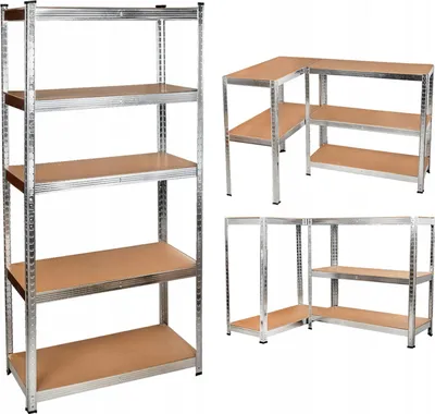 Zdjęcie produktu dla SuperButelki - Regał metalowy srebrny 180x90x40, 5 półek, warsztatowy, do magazynu, garażu, piwnicy, spiżarni, na ciężkie przedmioty, solidny, mocny