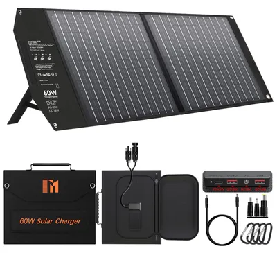 Produktbild von Tragbares Solarpanel, 60 W - 18 V, MC4-Anschlüsse - Monokristallines Silizium - Faltbar