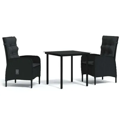 Produktbild von 3-tlg. Garten-Essgruppe mit Kissen Schwarz