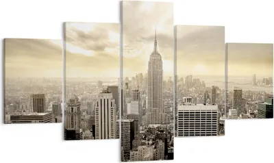 Produktbild von Bild auf Leinwand - Leinwandbild - Stadt Wolkenkratzer Manhattan New York - 125x70cm - Wand Bild - Wanddeko - Leinwanddruck - Bilder - Kunstdruck - Leinwand bilder - Wandkunst - EA125x70-2630