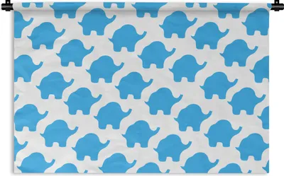 Produktbild von MuchoWow® Wandteppich Wandbehang Blau - Elefant - Design 60x40 cm Tapisserie Dekoration Wandtuch - Wanddekorationen