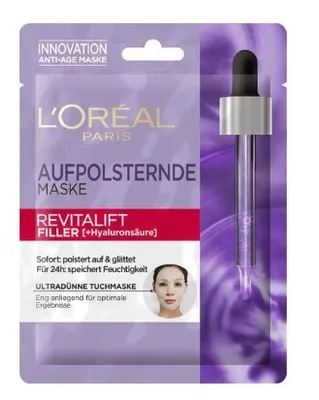 Produktbild von L’Oréal Paris Skin Expert Revitalift Filler Tissue Mask, Feuchtigkeitsspendende Maske, Unisex, Universal, Anti-Aging, Anti-Falten, Filler effect, Feuchtigkeitsspendend, Feuchtigkeitsspendend,..., Blätter, 30+ Jahr(e)