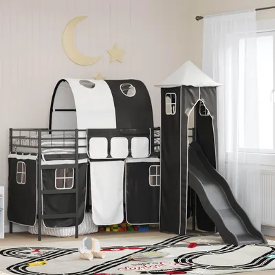 Immagine prodotto di Maison Exclusive - Letto a soppalco per bambini nero 90 x 190 cm in metallo
